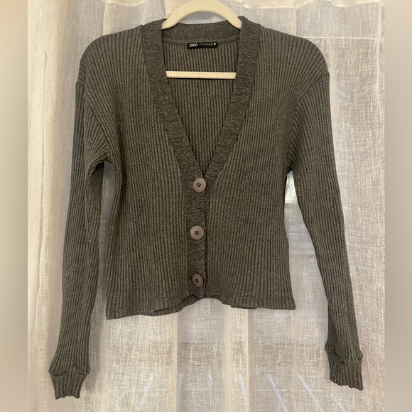 Zara Grey Ribbed Cardi & Leggings Lounge Travel Set - Picture 2 of 7